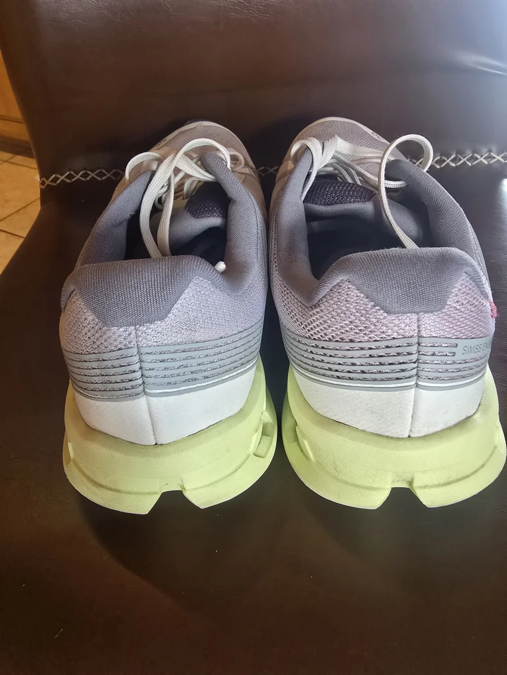 Light Gray and Lime Women's Athletic Running Shoes